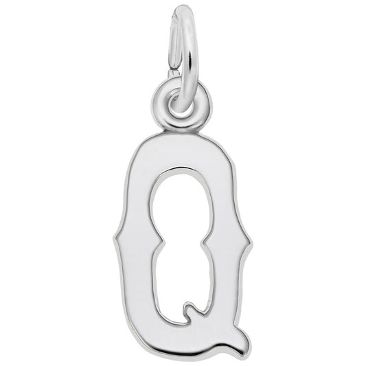 Blackletter Initial Q Charm - Elegant Personalized Jewelry Piece 4766-017