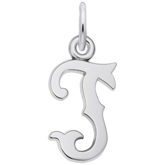 Personalized Blackletter Initial 'T' Charm - Elegant Custom Jewelry 4766-020