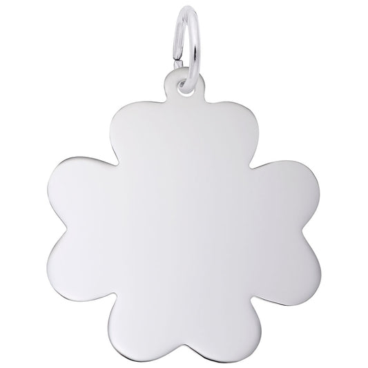 Flat Clover Charm - Elegant Silver Disc for Personalized Jewelry 4785