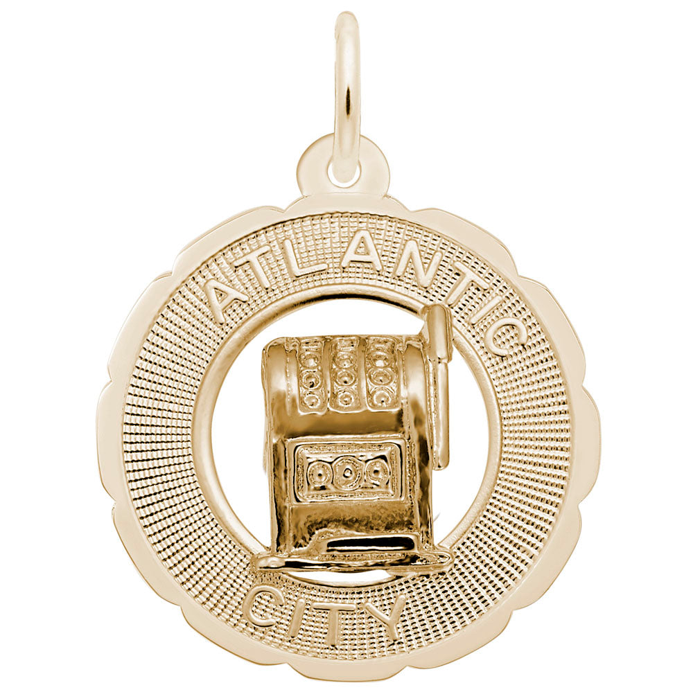 Atlantic City Slot Machine Scalloped Ring Charm for Gamers 4862