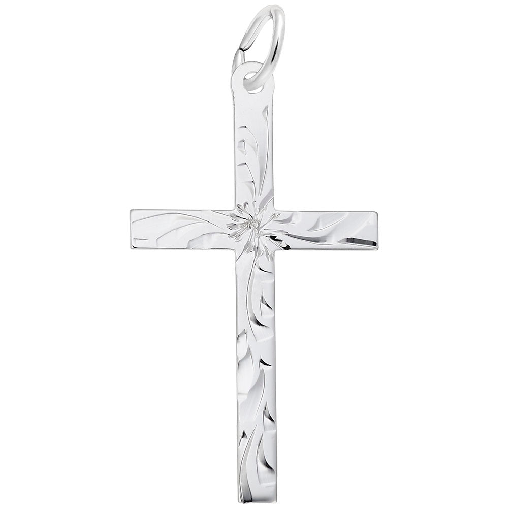 Large Flared Cross Charm - Elegant Religious Jewelry Accessory 4906