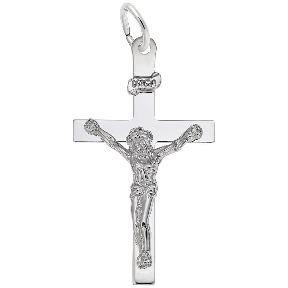 Elegant Silver Crucifix Charm for Religious Jewelry Collection 4938