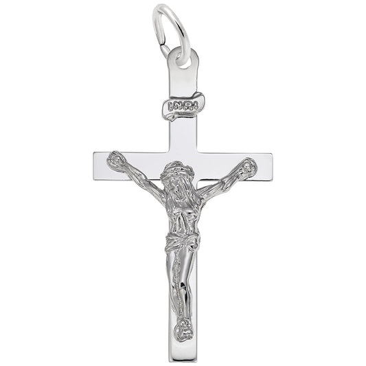 Elegant Silver Crucifix Charm for Religious Jewelry Collection 4938