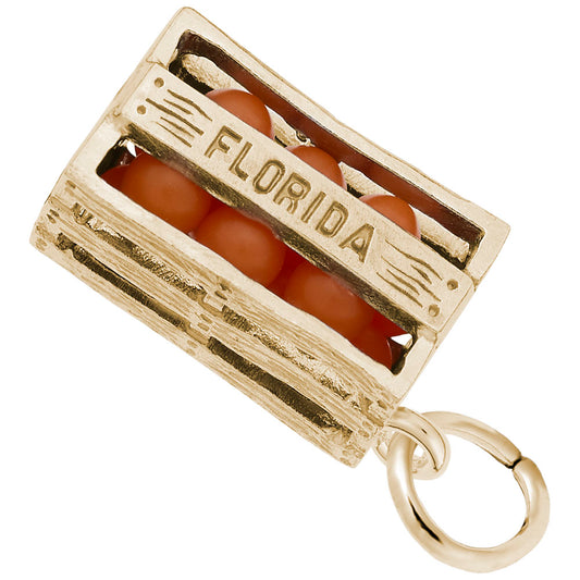 Florida Orange Crate Charm - Travel Souvenir Jewelry for Collectors 4960