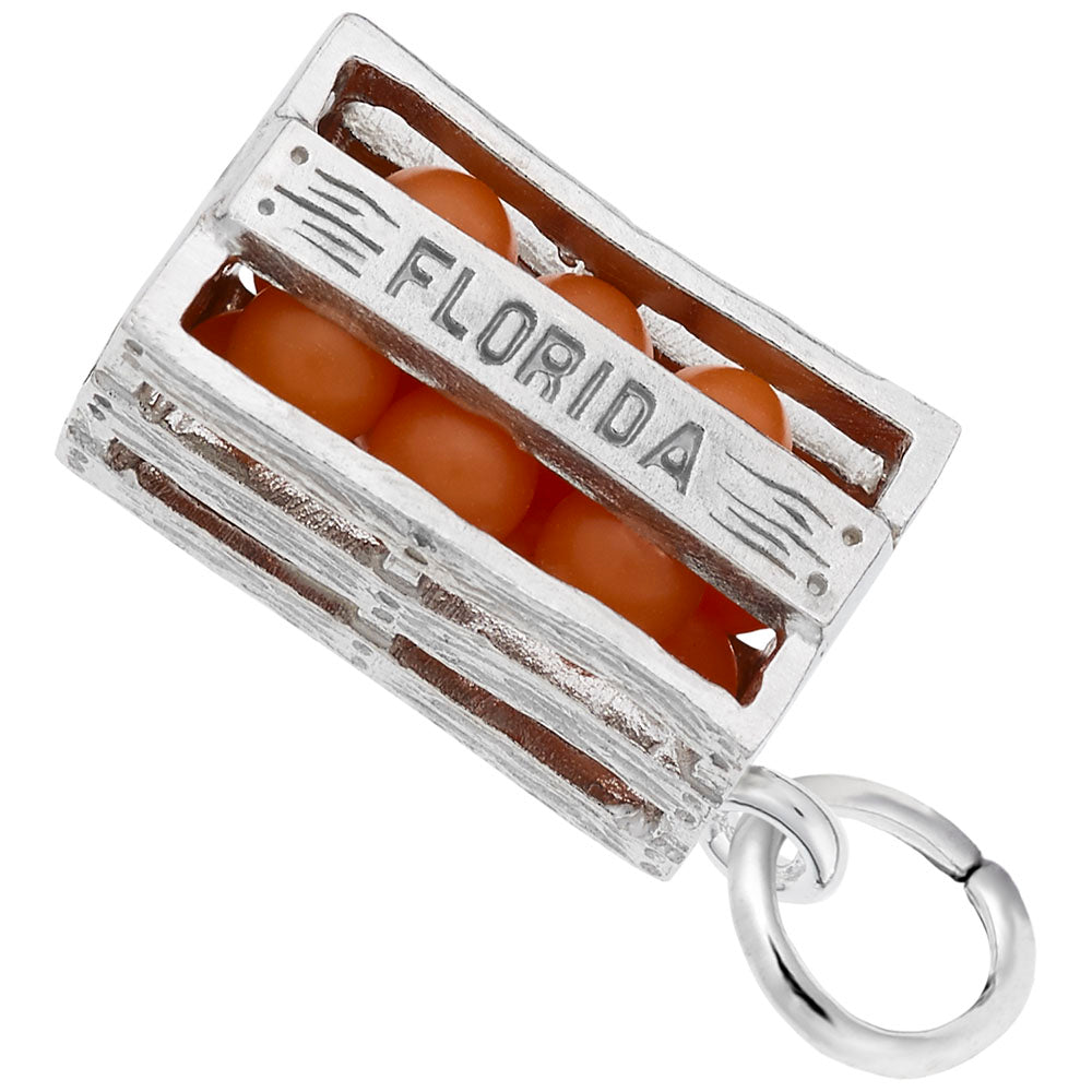 Florida Orange Crate Charm - Travel Souvenir Jewelry for Collectors 4960
