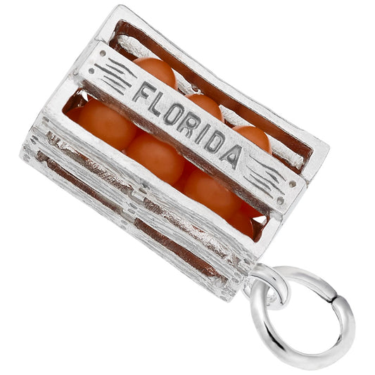 Florida Orange Crate Charm - Travel Souvenir Jewelry for Collectors 4960