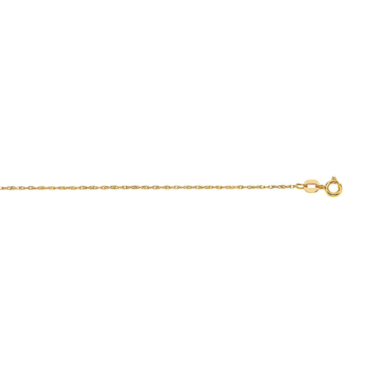 Royal Chain 14K Gold .8mm Machine Rope Chain (Carded) 4R