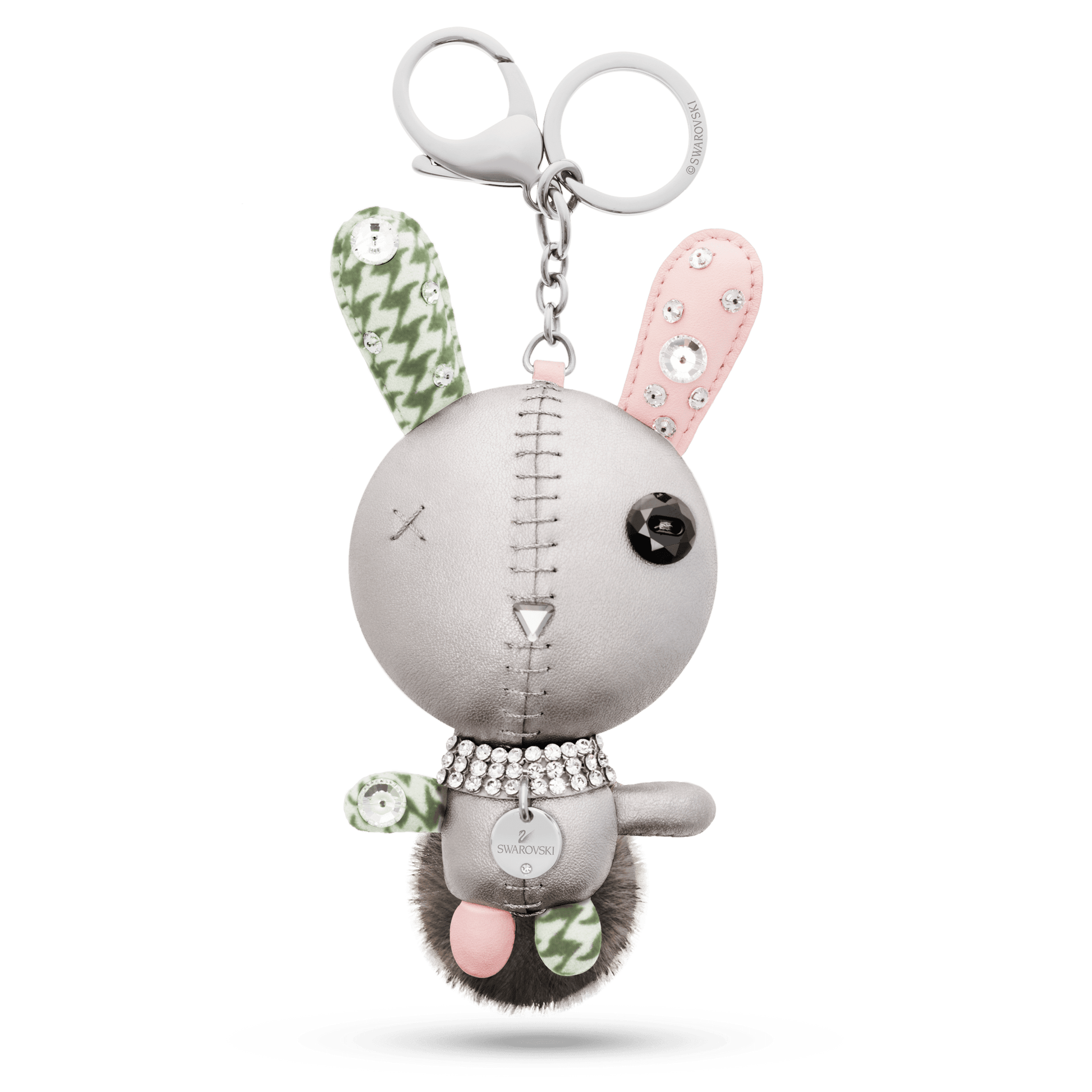 Mathilde bag charm, Rabbit, Gray, Stainless steel