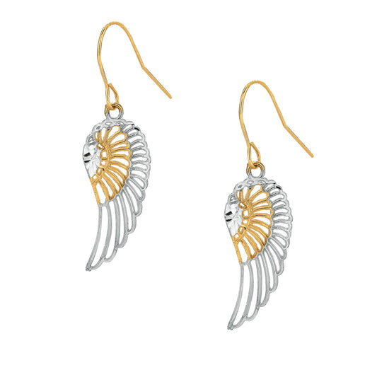 Royal Chain 10K Gold Angel Wing Drop Earring 503ER