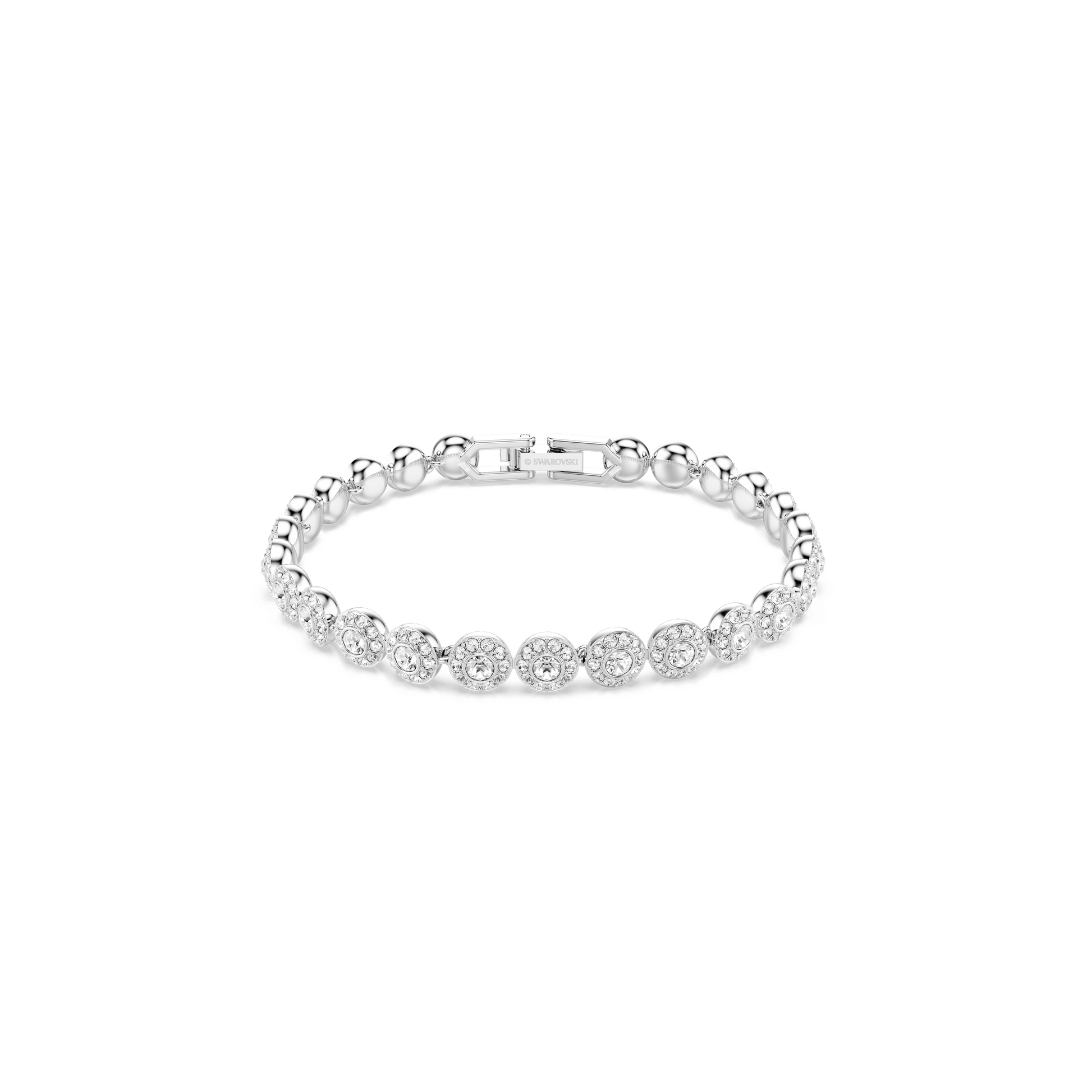 Una Angelic bracelet, Round cut, Small, White, Rhodium plated