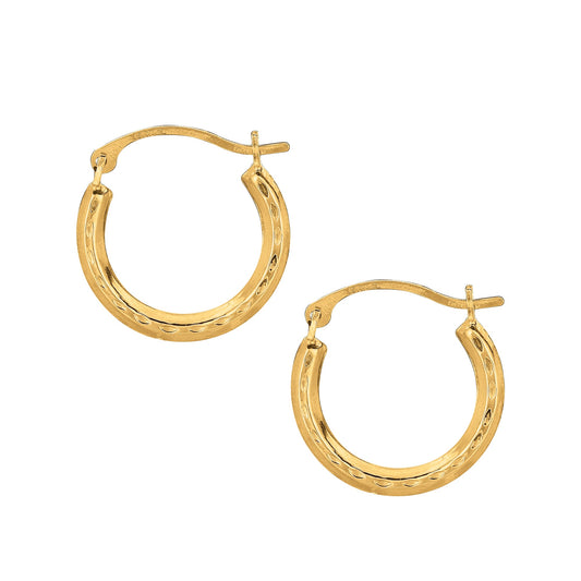 Royal Chain 10K Gold Mini Diamond Cut Hoop Earring 507ER