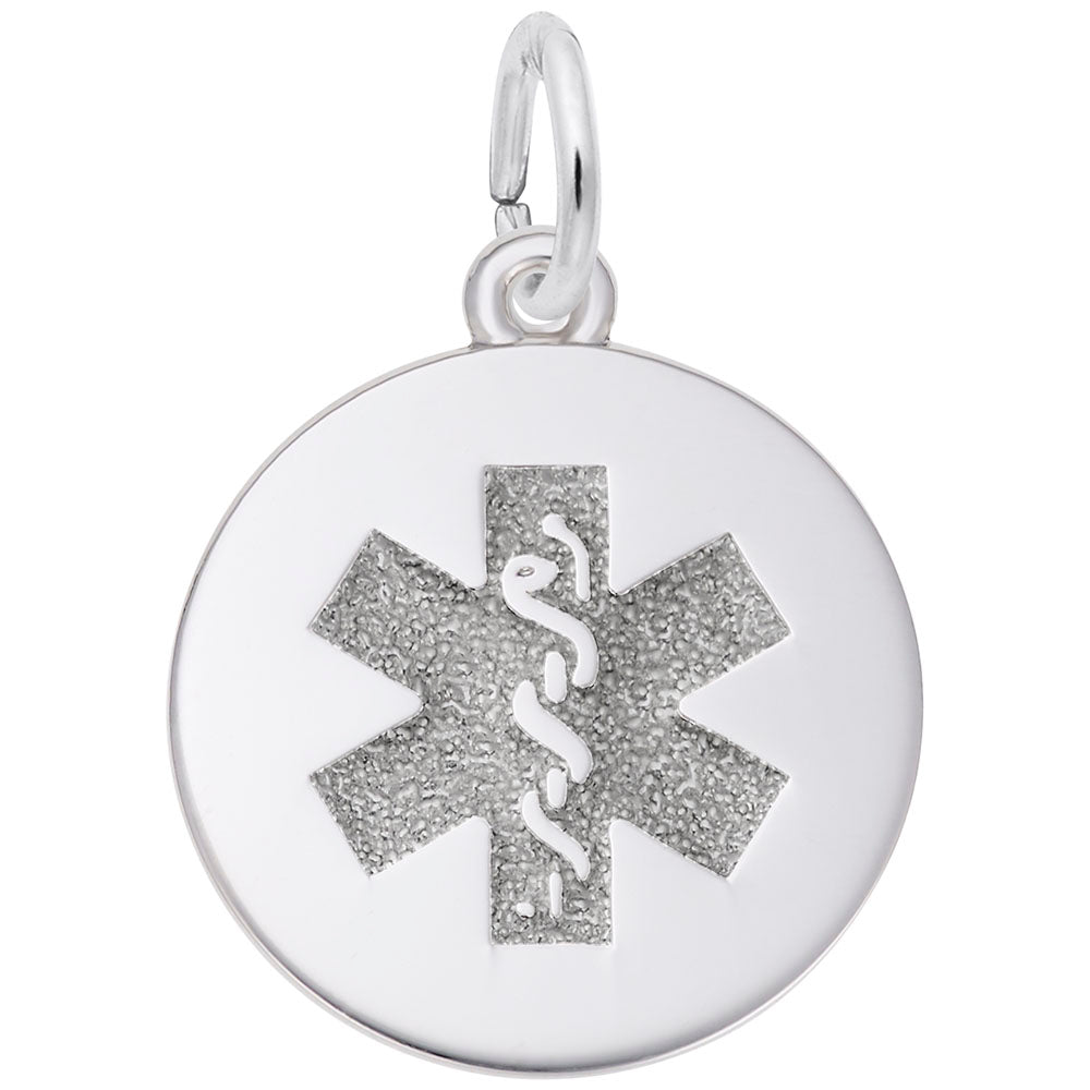 Medical Symbol Charm - Silver Disc Pendant for Health Awareness 5098