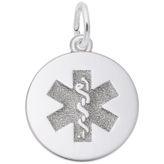 Medical Symbol Charm - Silver Disc Pendant for Health Awareness 5098