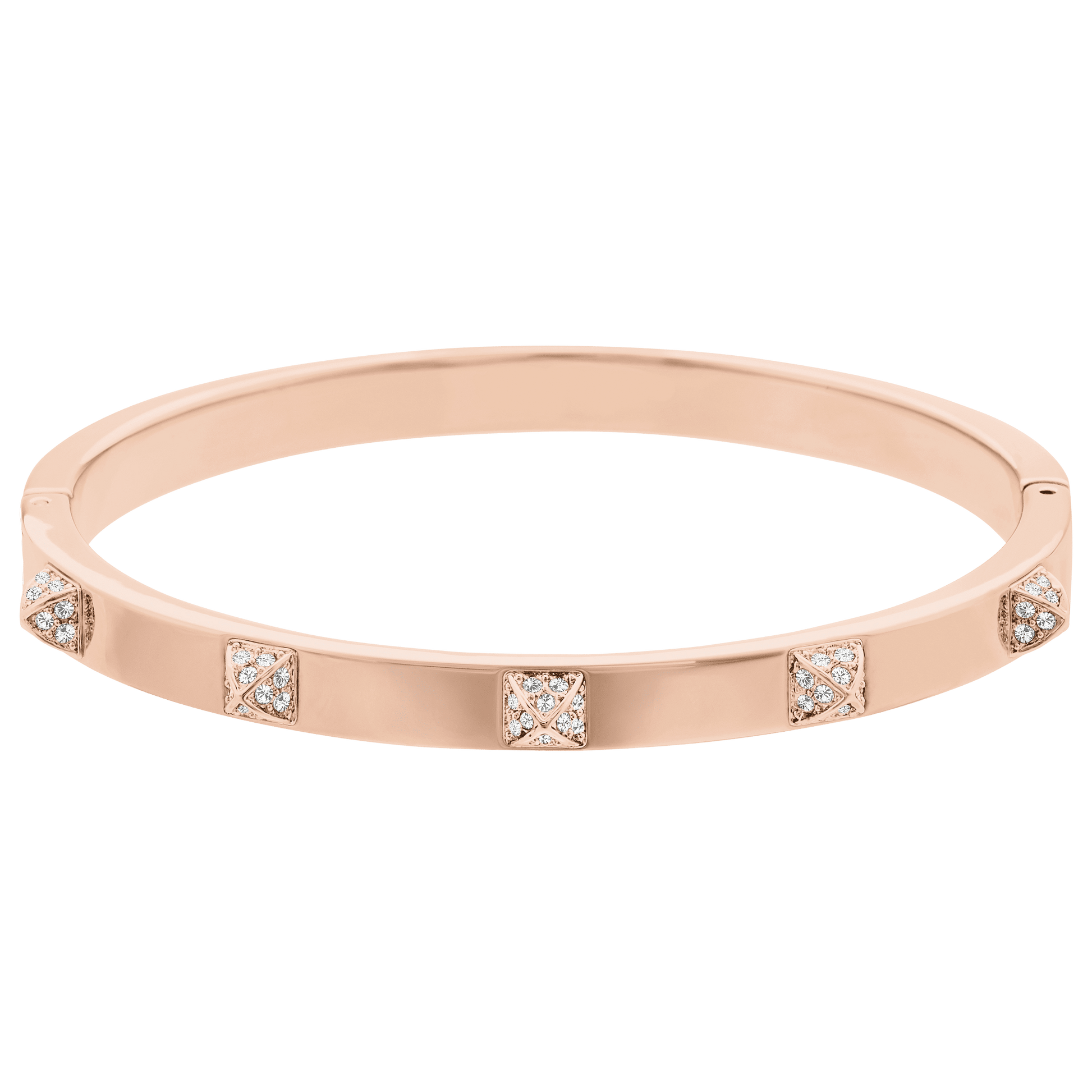 Dextera bangle, Pavé, White, 18K rose gold finish