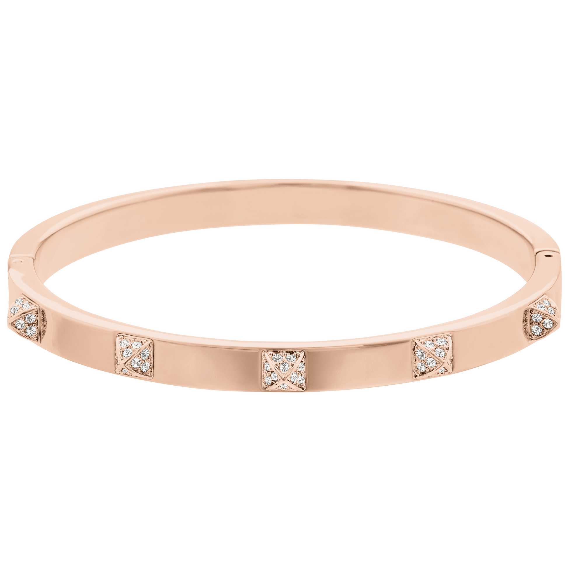 Dextera bangle, Pavé, White, 18K rose gold finish
