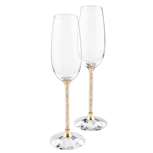 Crystalline Toasting Flutes , Gold Tone (Set of 2)