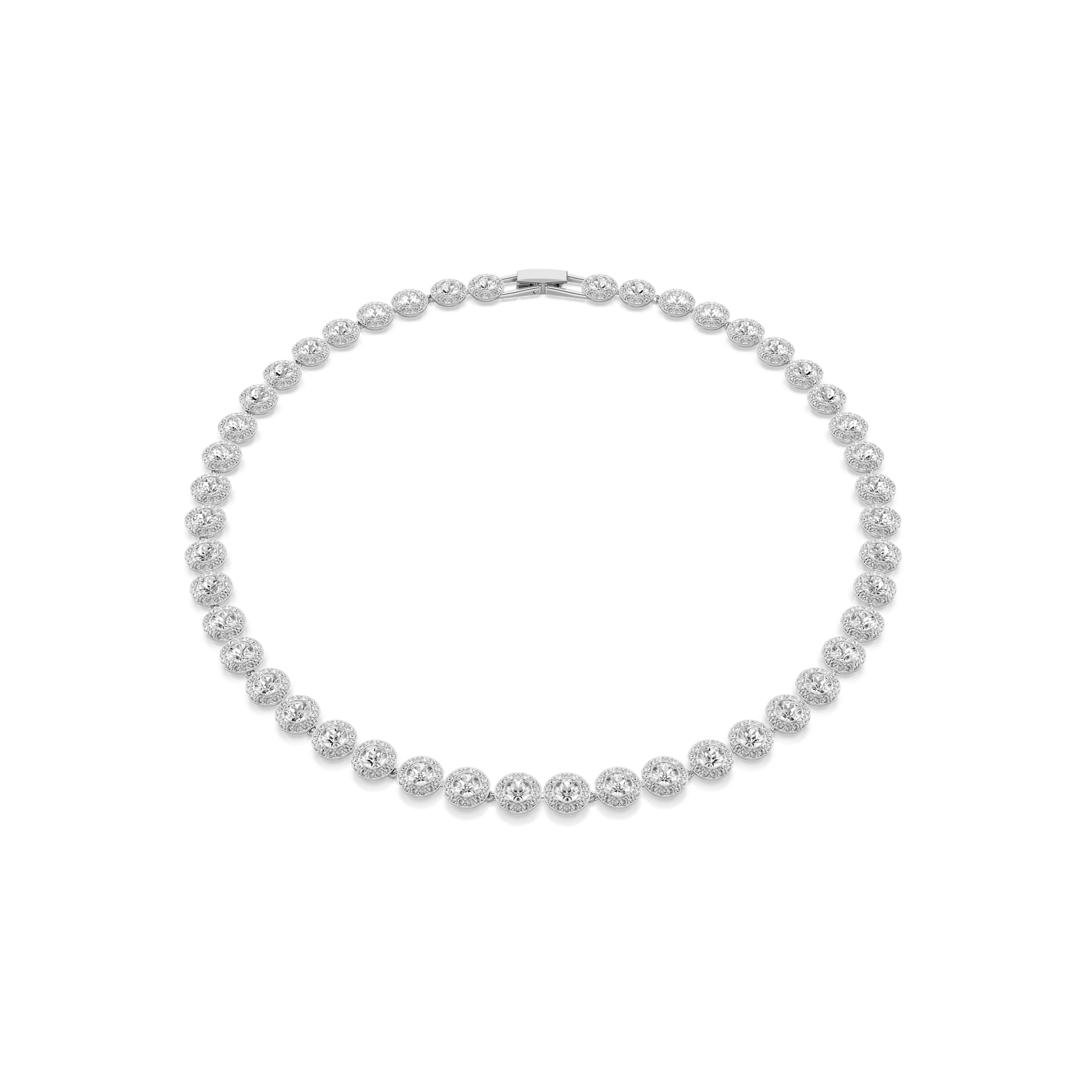 Una Angelic necklace, Round cut, Medium, White, Rhodium plated