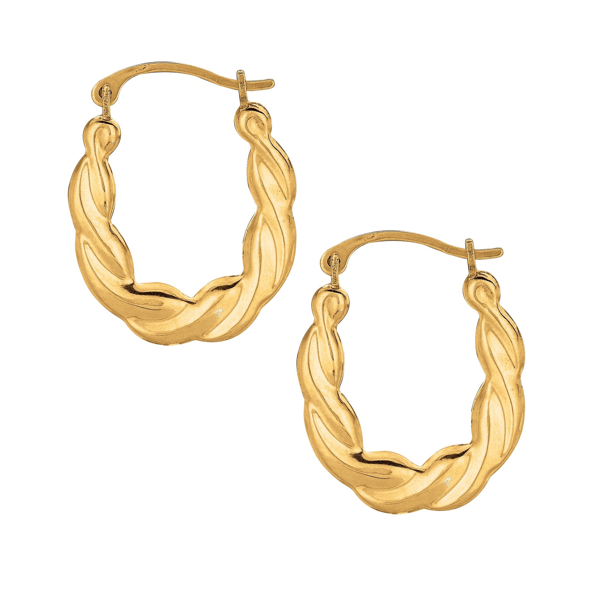 Royal Chain 10K Gold Puffy Scalloped Oval Hoop Earring 512ER