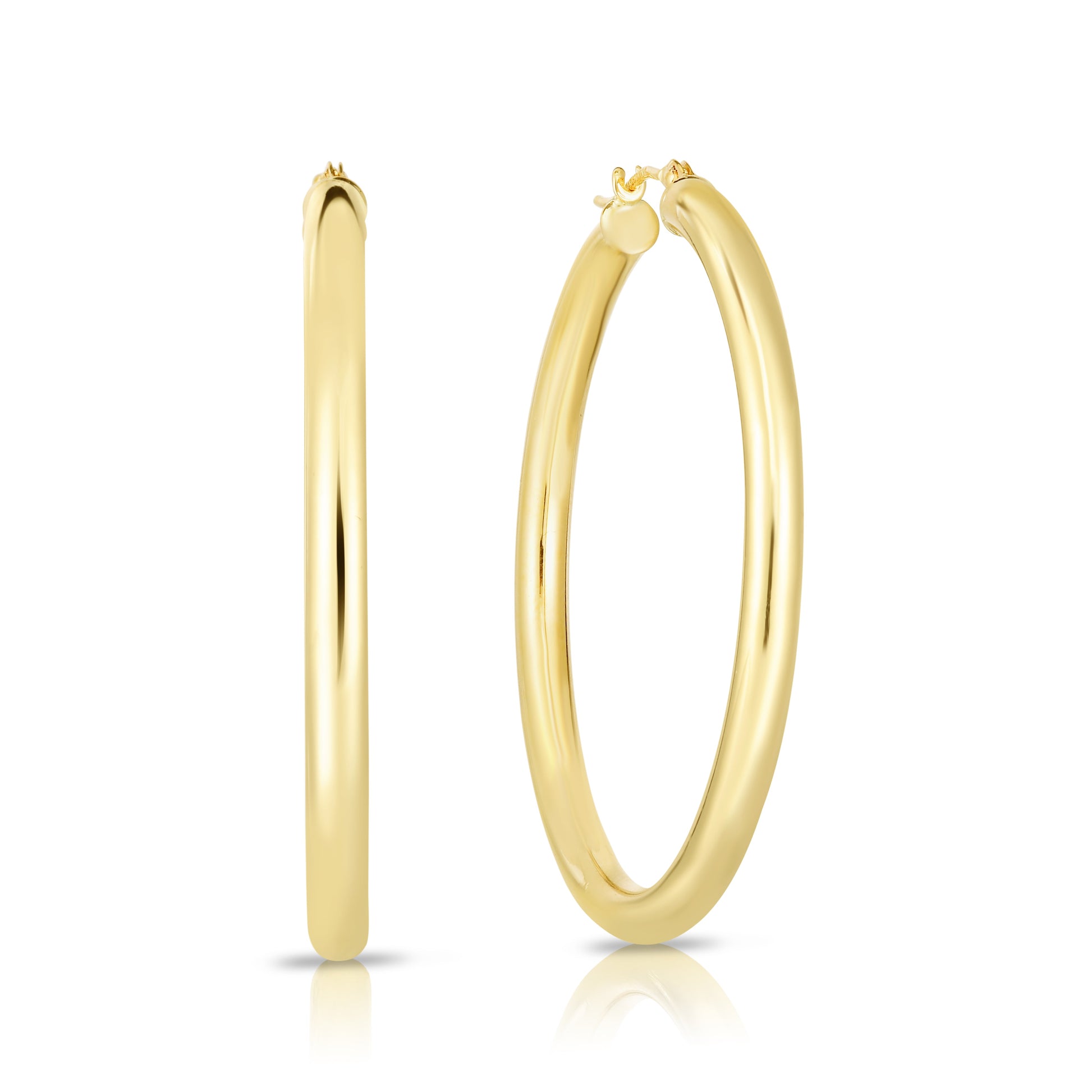 Royal Chain 10K Gold 3x40mm Hoop Earring 512T