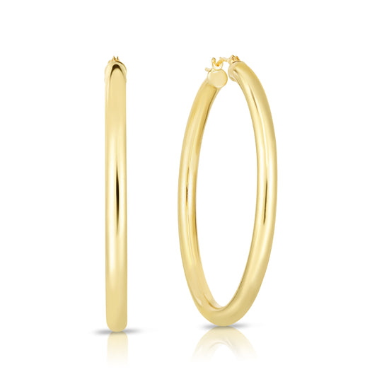 Royal Chain 10K Gold 3x40mm Hoop Earring 512T