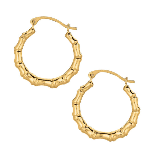 Royal Chain 10K Gold Bamboo Hoop Earring 513ER