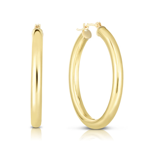 Royal Chain 10K Gold 3x30mm Hoop Earring 514T