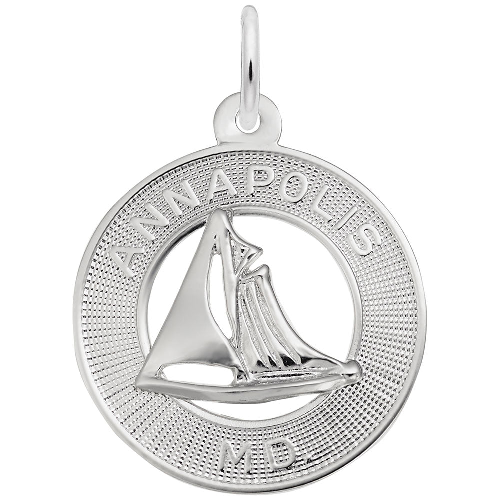 Annapolis MD Sailboat Ring Charm - Travel Souvenir Jewelry 5159