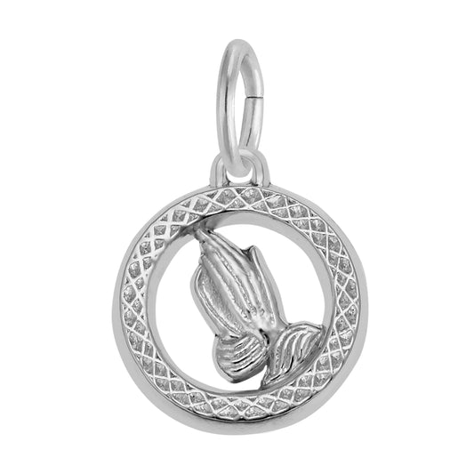 Small Praying Hands Open Disc Charm