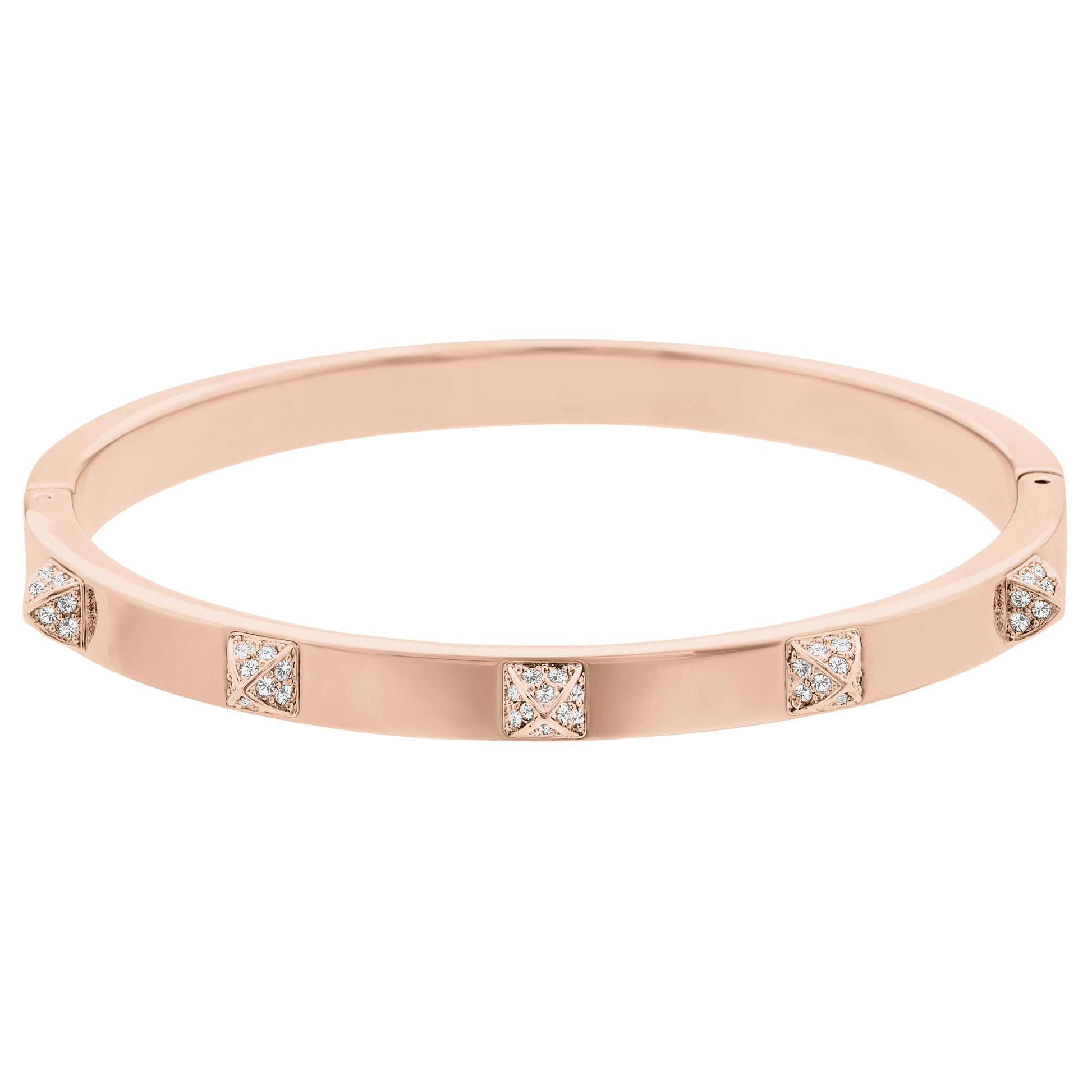 Dextera bangle, Pavé, White, 18K rose gold finish