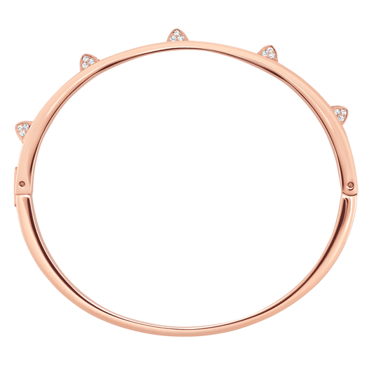 Dextera bangle, Pavé, White, 18K rose gold finish
