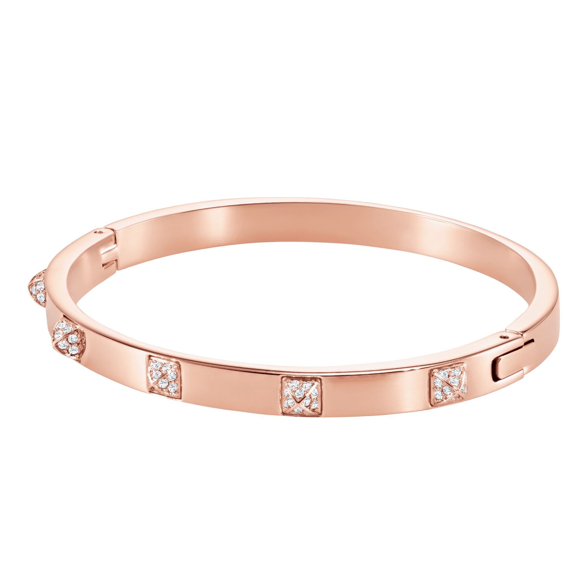 Dextera bangle, Pavé, White, 18K rose gold finish