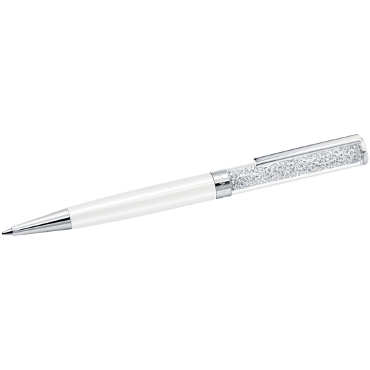 Crystalline ballpoint pen, White, White lacquered, Chrome plated