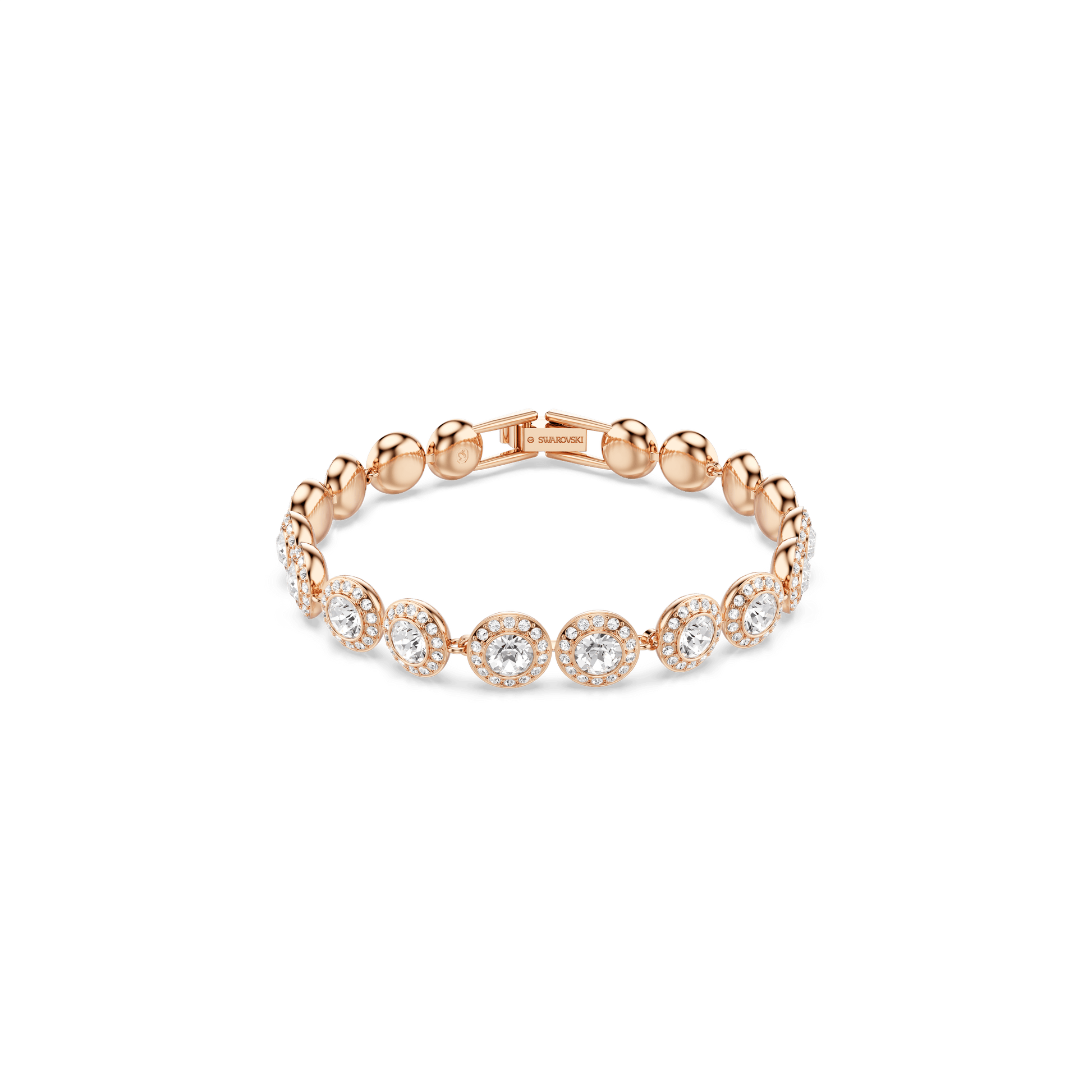 Una Angelic bracelet, Round cut, Pavé, Medium, White, 18K rose gold finish