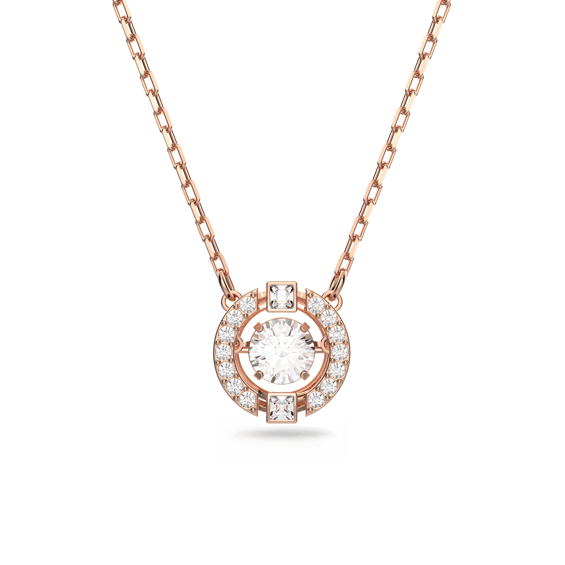 Una necklace, Round cut, White, 18K rose gold finish