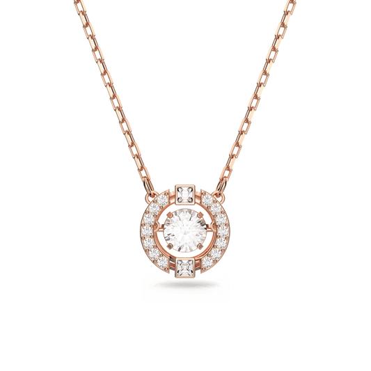 Una necklace, Round cut, White, 18K rose gold finish