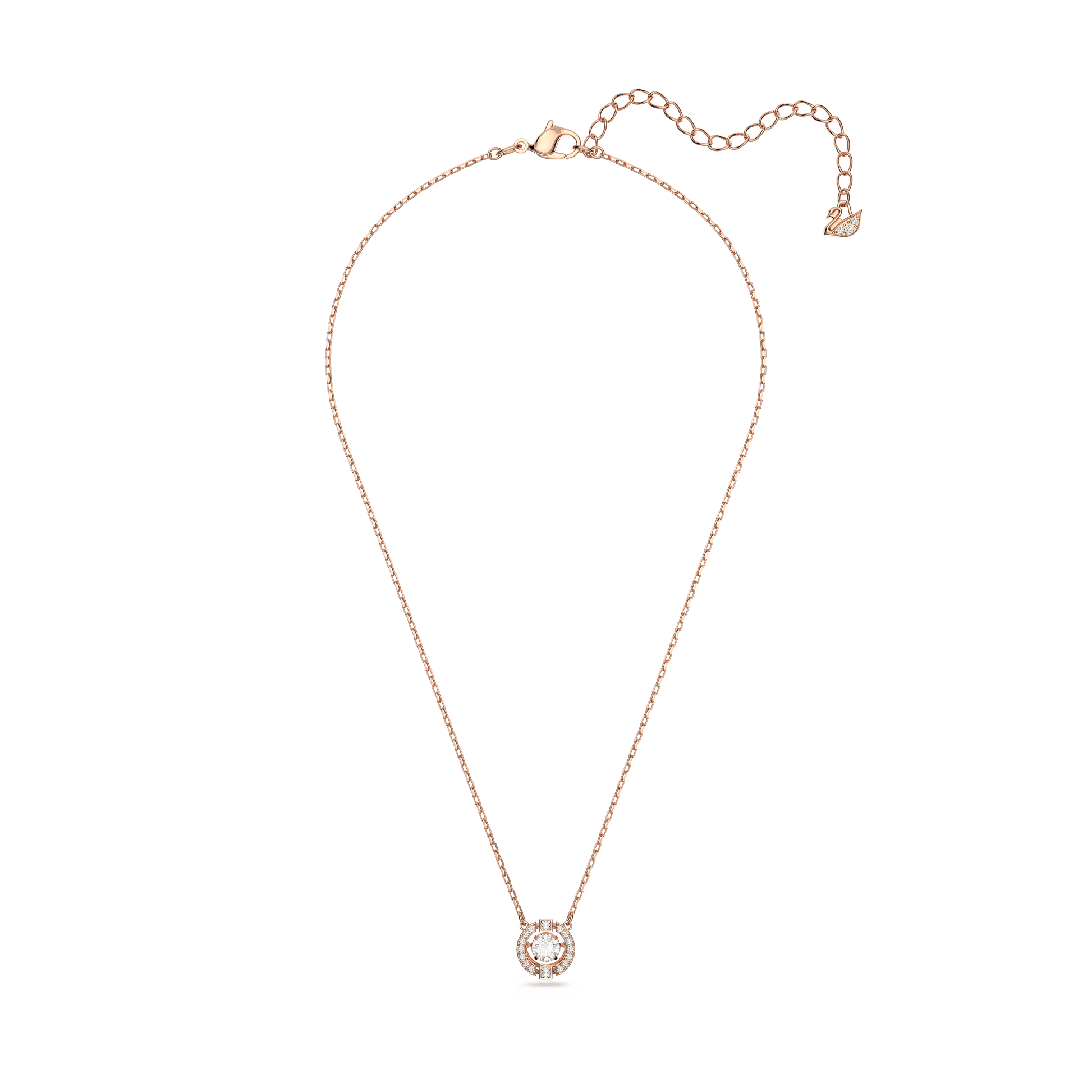 Una necklace, Round cut, White, 18K rose gold finish