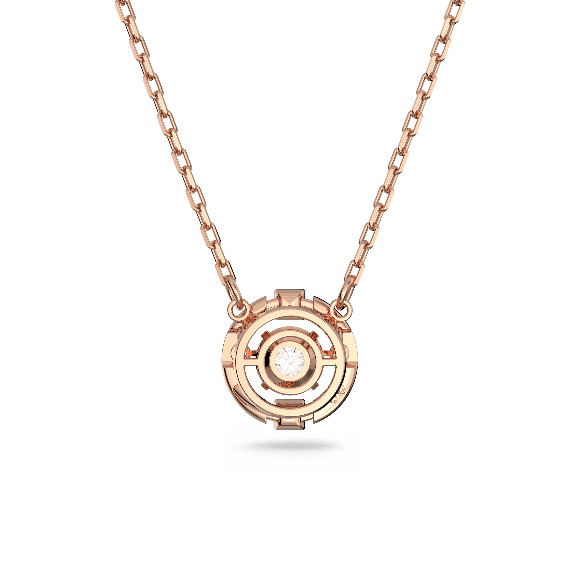 Una necklace, Round cut, White, 18K rose gold finish