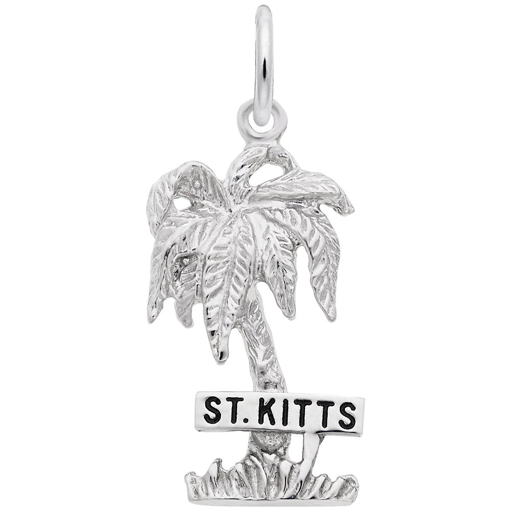 St. Kitts Palm Tree Charm - Tropical Island Travel Jewelry 5327
