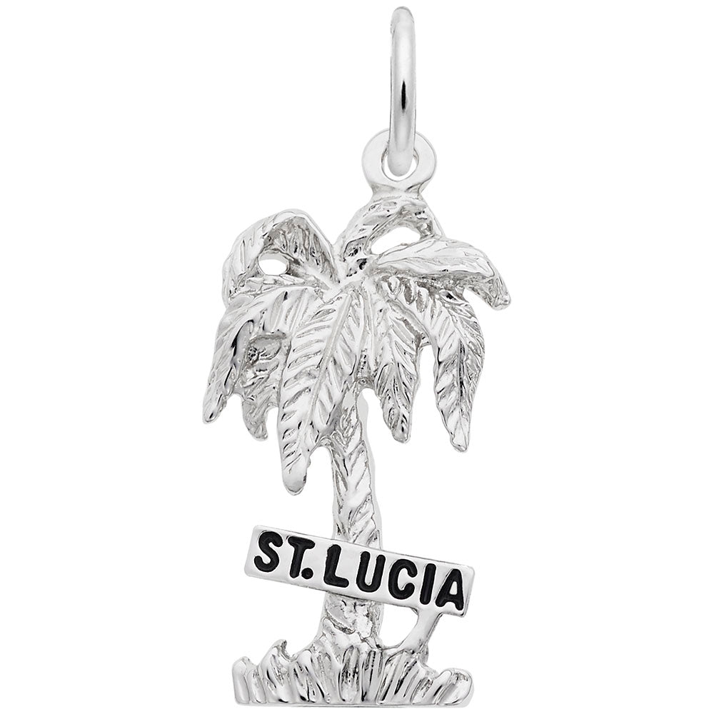 St. Lucia Palm Tree Charm - Tropical Island Travel Jewelry 5349