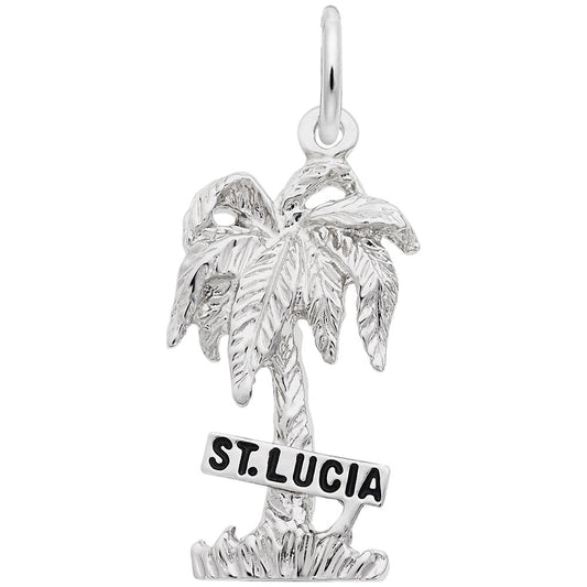 St. Lucia Palm Tree Charm - Tropical Island Travel Jewelry 5349