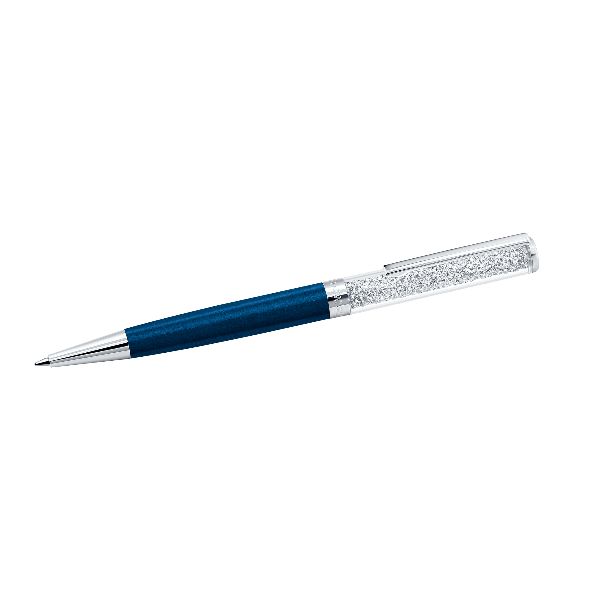 Crystalline ballpoint pen, Blue, Blue lacquered, Chrome plated
