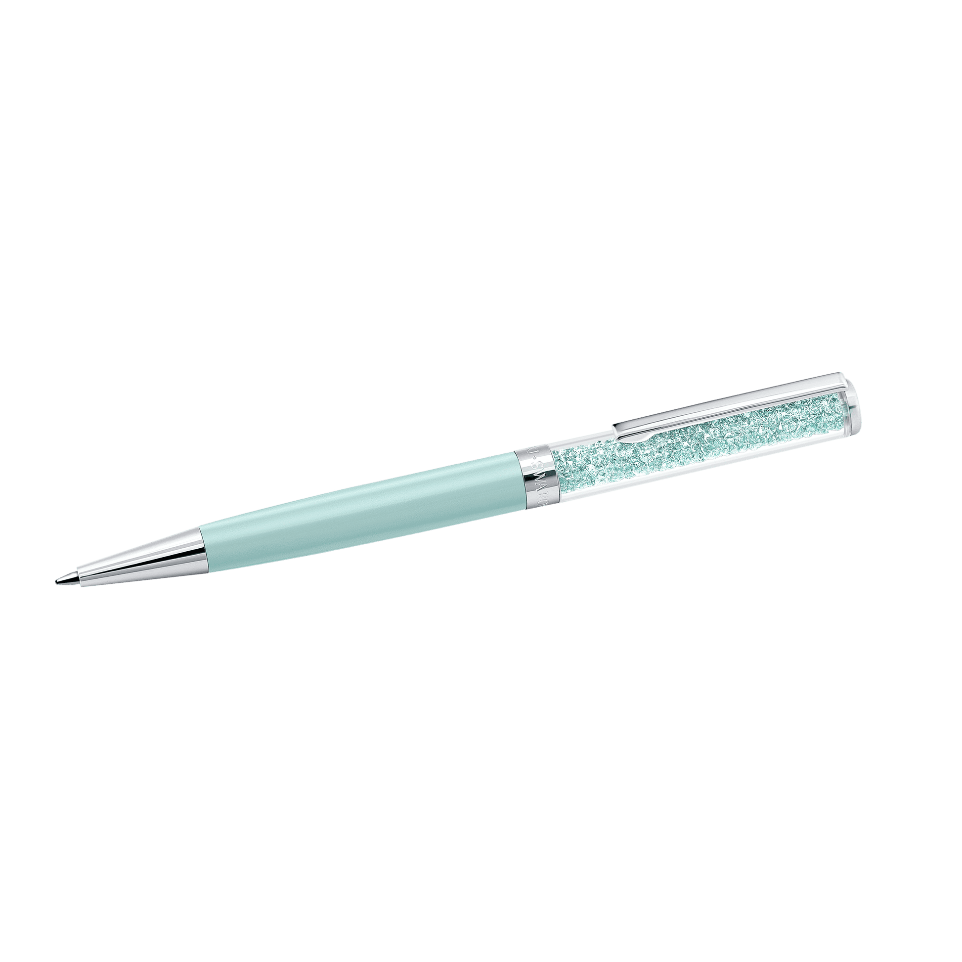 Crystalline ballpoint pen, Green, Green lacquered, Chrome plated