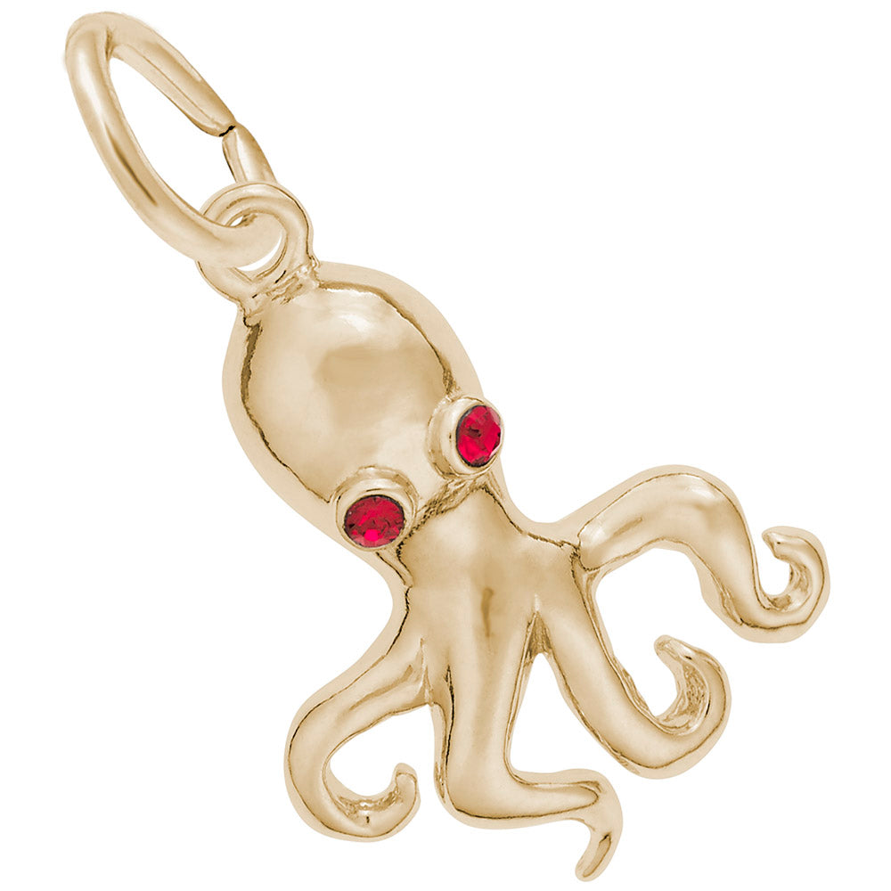 Octopus Charm with Stones - Nautical Sea Life Jewelry Accessory 5364