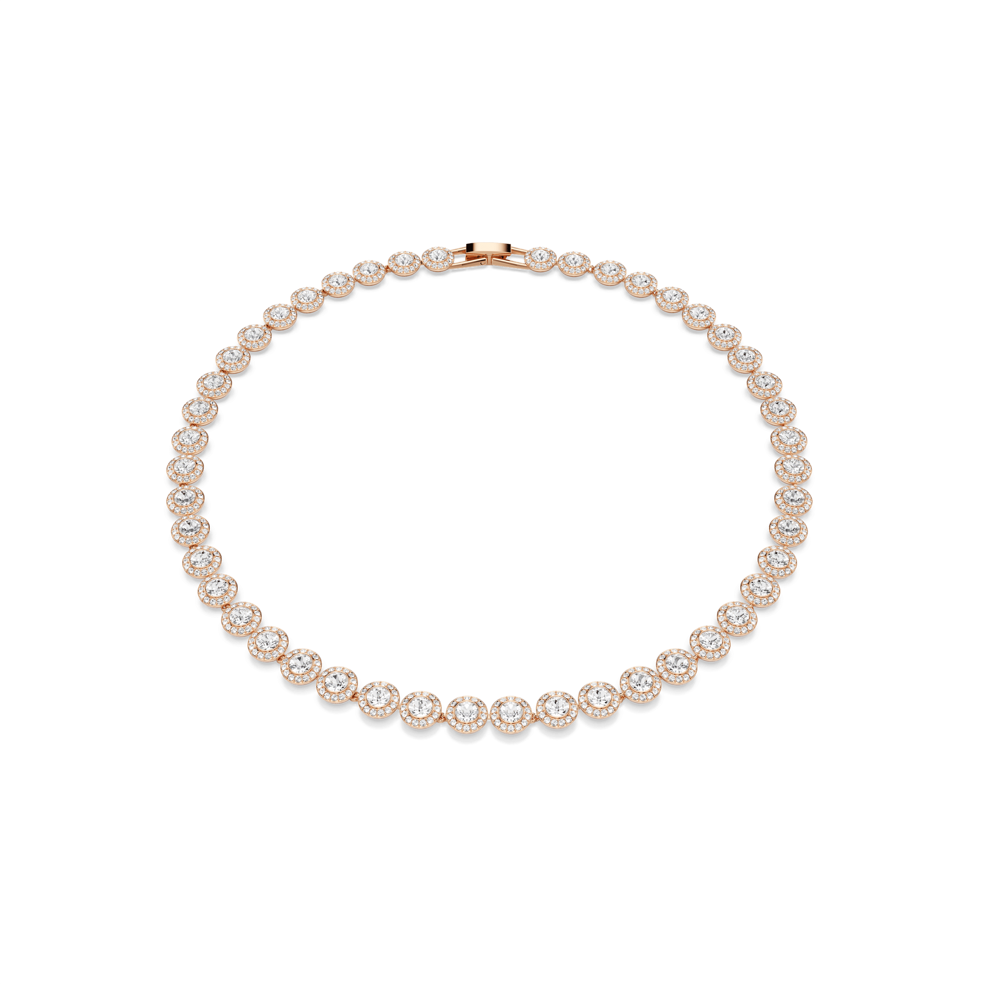 Una Angelic necklace, Round cut, Medium, White, 18K rose gold finish
