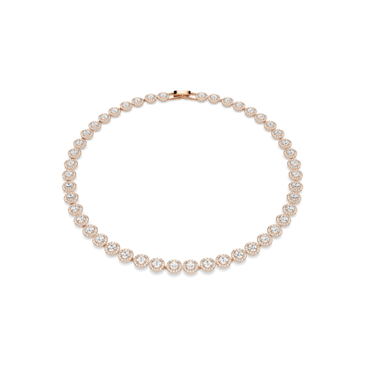 Una Angelic necklace, Round cut, Medium, White, 18K rose gold finish