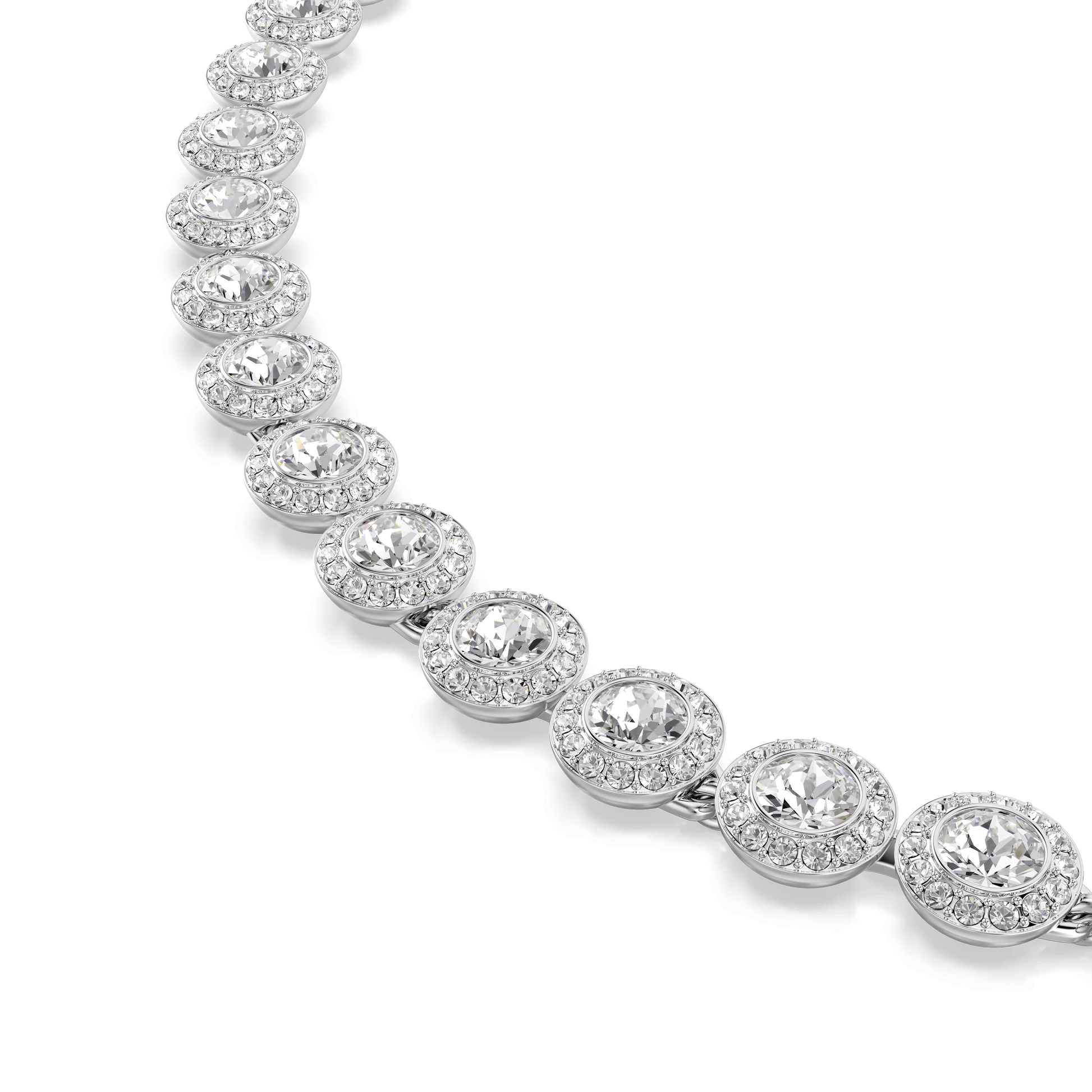 Una Angelic set, Set (3), Round cut, White, Rhodium plated