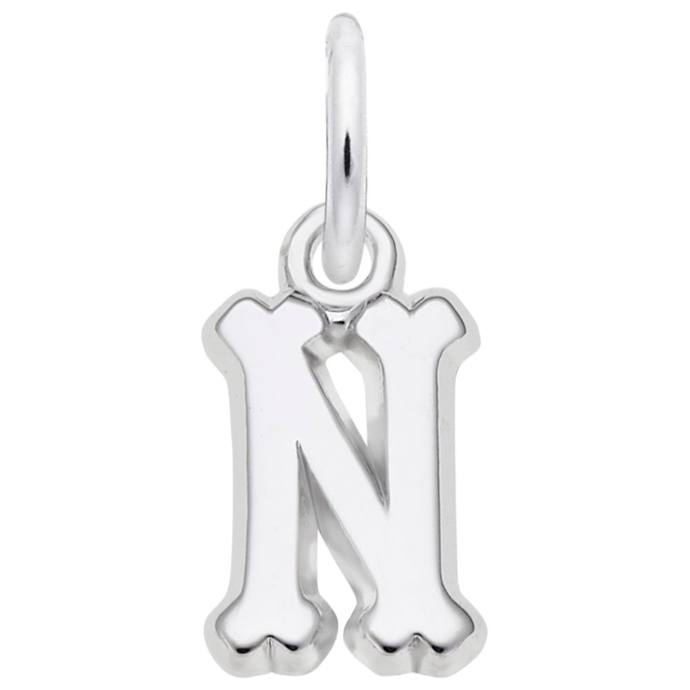 Small Serif Initial 'N' Charm - Elegant Personalized Jewelry 5420-014
