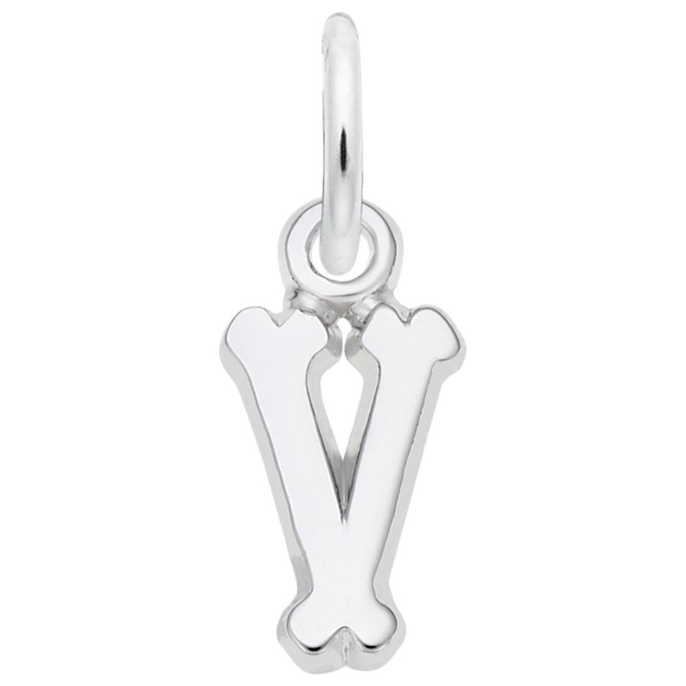 Small Serif Initial V Charm - Elegant Personalized Jewelry 5420-022