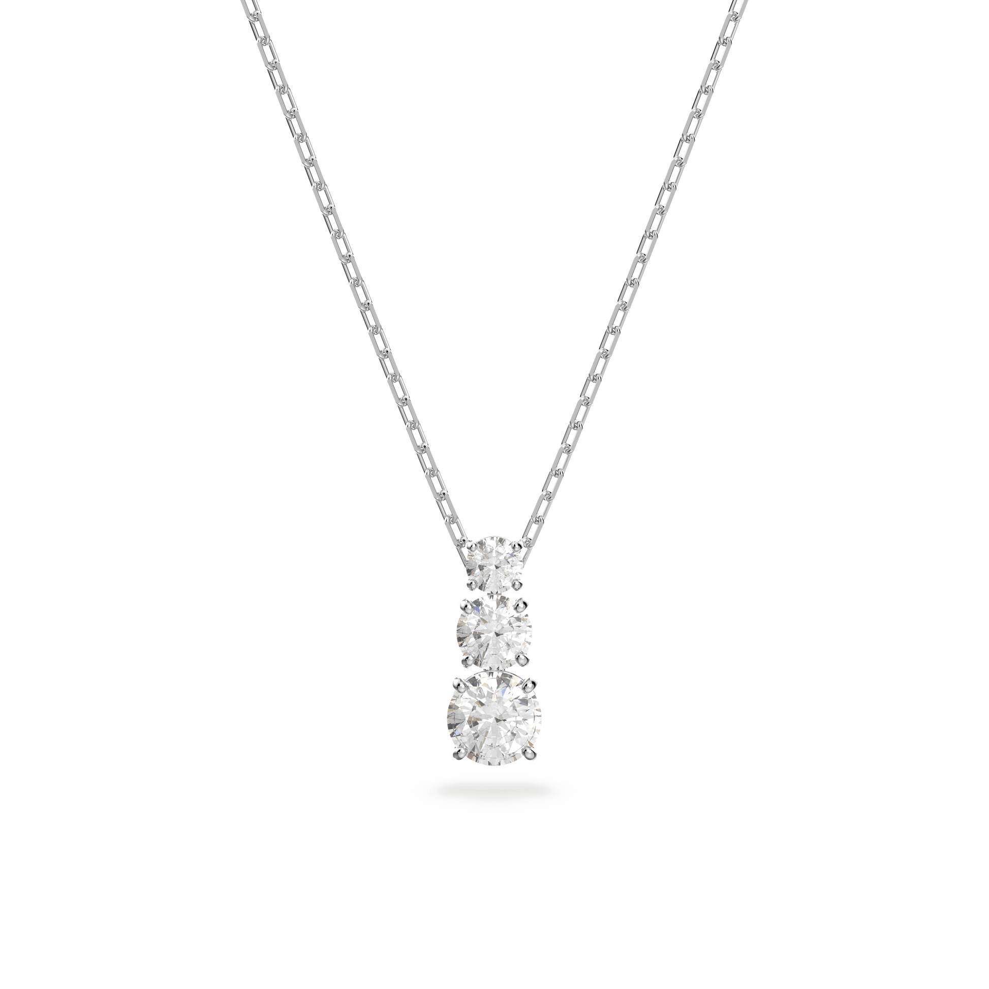 Stilla Attract pendant, Round cut, White, Rhodium plated