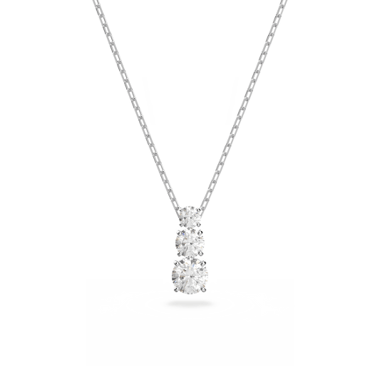 Stilla Attract pendant, Round cut, White, Rhodium plated
